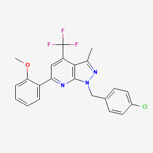 molecular formula C22H17ClF3N3O B4370500 1-(4-chlorobenzyl)-6-(2-methoxyphenyl)-3-methyl-4-(trifluoromethyl)-1H-pyrazolo[3,4-b]pyridine 