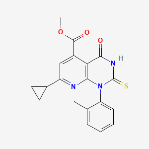 methyl 7-cyclopropyl-1-(2-methylphenyl)-4-oxo-2-sulfanyl-1,4-dihydropyrido[2,3-d]pyrimidine-5-carboxylate