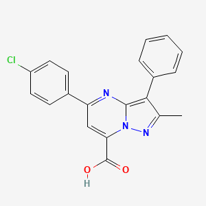 molecular formula C20H14ClN3O2 B4370520 5-(4-chlorophenyl)-2-methyl-3-phenylpyrazolo[1,5-a]pyrimidine-7-carboxylic acid 