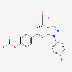 molecular formula C20H11F6N3O B4370531 6-[4-(difluoromethoxy)phenyl]-1-(4-fluorophenyl)-4-(trifluoromethyl)-1H-pyrazolo[3,4-b]pyridine 
