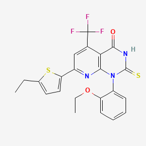 molecular formula C22H18F3N3O2S2 B4370560 1-(2-ethoxyphenyl)-7-(5-ethyl-2-thienyl)-2-mercapto-5-(trifluoromethyl)pyrido[2,3-d]pyrimidin-4(1H)-one 