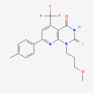molecular formula C19H18F3N3O2S B4370578 2-mercapto-1-(3-methoxypropyl)-7-(4-methylphenyl)-5-(trifluoromethyl)pyrido[2,3-d]pyrimidin-4(1H)-one 