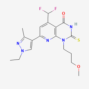 molecular formula C18H21F2N5O2S B4370581 5-(difluoromethyl)-7-(1-ethyl-3-methyl-1H-pyrazol-4-yl)-2-mercapto-1-(3-methoxypropyl)pyrido[2,3-d]pyrimidin-4(1H)-one 