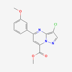 molecular formula C15H12ClN3O3 B4370613 methyl 3-chloro-5-(3-methoxyphenyl)pyrazolo[1,5-a]pyrimidine-7-carboxylate 