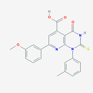 molecular formula C22H17N3O4S B4370639 2-mercapto-7-(3-methoxyphenyl)-1-(3-methylphenyl)-4-oxo-1,4-dihydropyrido[2,3-d]pyrimidine-5-carboxylic acid 