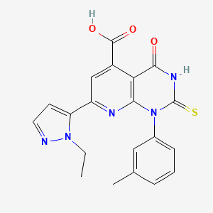 7-(1-ethyl-1H-pyrazol-5-yl)-2-mercapto-1-(3-methylphenyl)-4-oxo-1,4-dihydropyrido[2,3-d]pyrimidine-5-carboxylic acid