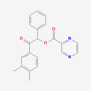 2-(3,4-Dimethylphenyl)-2-oxo-1-phenylethyl 2-pyrazinecarboxylate