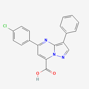 molecular formula C19H12ClN3O2 B4370671 5-(4-chlorophenyl)-3-phenylpyrazolo[1,5-a]pyrimidine-7-carboxylic acid 