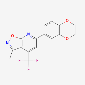 molecular formula C16H11F3N2O3 B4370686 6-(2,3-dihydro-1,4-benzodioxin-6-yl)-3-methyl-4-(trifluoromethyl)isoxazolo[5,4-b]pyridine 