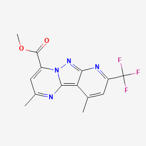 molecular formula C14H11F3N4O2 B4370693 methyl 2,10-dimethyl-8-(trifluoromethyl)pyrido[2',3':3,4]pyrazolo[1,5-a]pyrimidine-4-carboxylate 