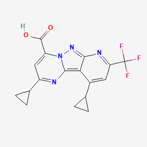 molecular formula C17H13F3N4O2 B4370708 2,10-dicyclopropyl-8-(trifluoromethyl)pyrido[2',3':3,4]pyrazolo[1,5-a]pyrimidine-4-carboxylic acid 