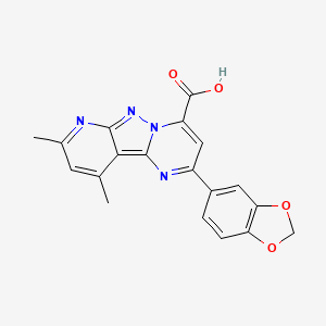 molecular formula C19H14N4O4 B4370709 2-(1,3-benzodioxol-5-yl)-8,10-dimethylpyrido[2',3':3,4]pyrazolo[1,5-a]pyrimidine-4-carboxylic acid 