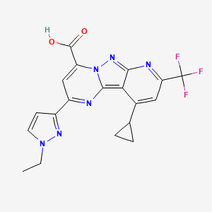 molecular formula C19H15F3N6O2 B4370723 10-cyclopropyl-2-(1-ethyl-1H-pyrazol-3-yl)-8-(trifluoromethyl)pyrido[2',3':3,4]pyrazolo[1,5-a]pyrimidine-4-carboxylic acid 