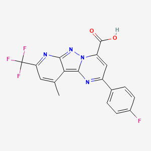 molecular formula C18H10F4N4O2 B4370729 2-(4-fluorophenyl)-10-methyl-8-(trifluoromethyl)pyrido[2',3':3,4]pyrazolo[1,5-a]pyrimidine-4-carboxylic acid 