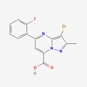 molecular formula C14H9BrFN3O2 B4370737 3-bromo-5-(2-fluorophenyl)-2-methylpyrazolo[1,5-a]pyrimidine-7-carboxylic acid 