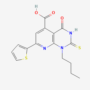 molecular formula C16H15N3O3S2 B4370755 1-butyl-2-mercapto-4-oxo-7-(2-thienyl)-1,4-dihydropyrido[2,3-d]pyrimidine-5-carboxylic acid 