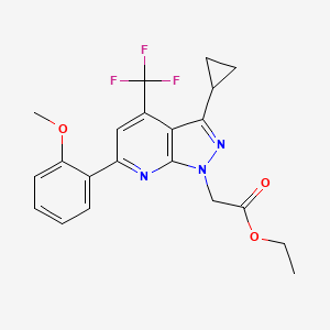 molecular formula C21H20F3N3O3 B4370770 ethyl [3-cyclopropyl-6-(2-methoxyphenyl)-4-(trifluoromethyl)-1H-pyrazolo[3,4-b]pyridin-1-yl]acetate 