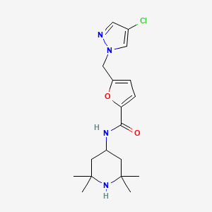 molecular formula C18H25ClN4O2 B4370790 5-[(4-chloro-1H-pyrazol-1-yl)methyl]-N-(2,2,6,6-tetramethyl-4-piperidinyl)-2-furamide 