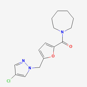 molecular formula C15H18ClN3O2 B4370792 1-{5-[(4-chloro-1H-pyrazol-1-yl)methyl]-2-furoyl}azepane 