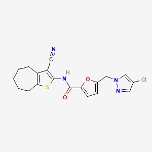 5-[(4-chloro-1H-pyrazol-1-yl)methyl]-N-(3-cyano-5,6,7,8-tetrahydro-4H-cyclohepta[b]thien-2-yl)-2-furamide