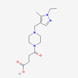 molecular formula C15H24N4O3 B4370842 4-{4-[(1-ethyl-5-methyl-1H-pyrazol-4-yl)methyl]-1-piperazinyl}-4-oxobutanoic acid 