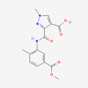 molecular formula C15H15N3O5 B4370855 3-({[5-(methoxycarbonyl)-2-methylphenyl]amino}carbonyl)-1-methyl-1H-pyrazole-4-carboxylic acid 