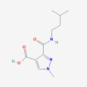 molecular formula C11H17N3O3 B4370870 1-methyl-3-{[(3-methylbutyl)amino]carbonyl}-1H-pyrazole-4-carboxylic acid 