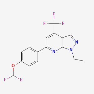 molecular formula C16H12F5N3O B4370875 6-[4-(difluoromethoxy)phenyl]-1-ethyl-4-(trifluoromethyl)-1H-pyrazolo[3,4-b]pyridine 