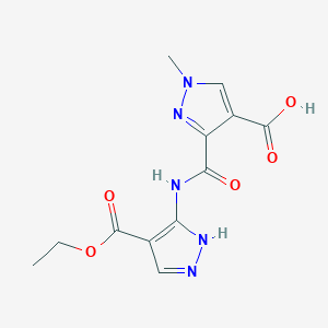 molecular formula C12H13N5O5 B4370880 3-({[4-(ethoxycarbonyl)-1H-pyrazol-5-yl]amino}carbonyl)-1-methyl-1H-pyrazole-4-carboxylic acid 