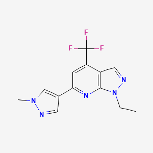 molecular formula C13H12F3N5 B4370894 1-ethyl-6-(1-methyl-1H-pyrazol-4-yl)-4-(trifluoromethyl)-1H-pyrazolo[3,4-b]pyridine 