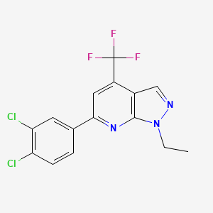 molecular formula C15H10Cl2F3N3 B4370944 6-(3,4-dichlorophenyl)-1-ethyl-4-(trifluoromethyl)-1H-pyrazolo[3,4-b]pyridine 