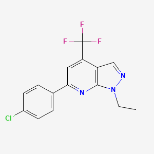 molecular formula C15H11ClF3N3 B4370949 6-(4-chlorophenyl)-1-ethyl-4-(trifluoromethyl)-1H-pyrazolo[3,4-b]pyridine 