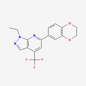 molecular formula C17H14F3N3O2 B4370953 6-(2,3-dihydro-1,4-benzodioxin-6-yl)-1-ethyl-4-(trifluoromethyl)-1H-pyrazolo[3,4-b]pyridine 