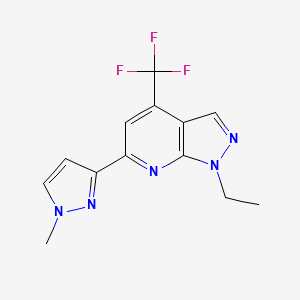 molecular formula C13H12F3N5 B4370962 1-ethyl-6-(1-methyl-1H-pyrazol-3-yl)-4-(trifluoromethyl)-1H-pyrazolo[3,4-b]pyridine 
