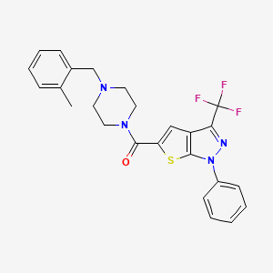 molecular formula C25H23F3N4OS B4371022 5-{[4-(2-methylbenzyl)-1-piperazinyl]carbonyl}-1-phenyl-3-(trifluoromethyl)-1H-thieno[2,3-c]pyrazole 