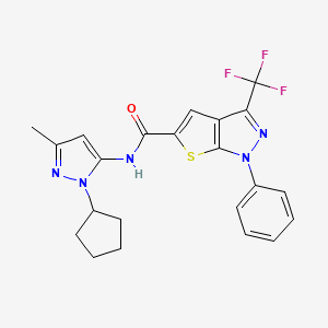 N-(1-cyclopentyl-3-methyl-1H-pyrazol-5-yl)-1-phenyl-3-(trifluoromethyl)-1H-thieno[2,3-c]pyrazole-5-carboxamide