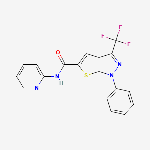 molecular formula C18H11F3N4OS B4371082 1-phenyl-N-2-pyridinyl-3-(trifluoromethyl)-1H-thieno[2,3-c]pyrazole-5-carboxamide 