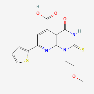 2-mercapto-1-(2-methoxyethyl)-4-oxo-7-(2-thienyl)-1,4-dihydropyrido[2,3-d]pyrimidine-5-carboxylic acid