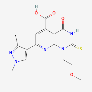 7-(1,3-dimethyl-1H-pyrazol-4-yl)-2-mercapto-1-(2-methoxyethyl)-4-oxo-1,4-dihydropyrido[2,3-d]pyrimidine-5-carboxylic acid