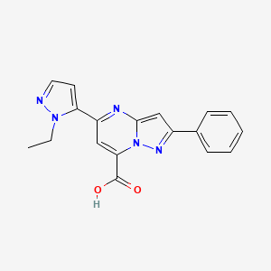 molecular formula C18H15N5O2 B4371115 5-(1-ethyl-1H-pyrazol-5-yl)-2-phenylpyrazolo[1,5-a]pyrimidine-7-carboxylic acid 