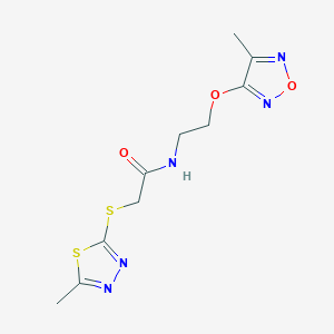 molecular formula C10H13N5O3S2 B4371165 N-{2-[(4-methyl-1,2,5-oxadiazol-3-yl)oxy]ethyl}-2-[(5-methyl-1,3,4-thiadiazol-2-yl)thio]acetamide 