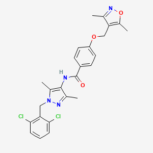 molecular formula C25H24Cl2N4O3 B4371192 N-[1-(2,6-dichlorobenzyl)-3,5-dimethyl-1H-pyrazol-4-yl]-4-[(3,5-dimethyl-4-isoxazolyl)methoxy]benzamide 
