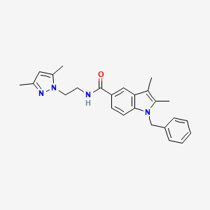 molecular formula C25H28N4O B4371232 1-benzyl-N-[2-(3,5-dimethyl-1H-pyrazol-1-yl)ethyl]-2,3-dimethyl-1H-indole-5-carboxamide 