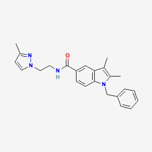 molecular formula C24H26N4O B4371239 1-benzyl-2,3-dimethyl-N-[2-(3-methyl-1H-pyrazol-1-yl)ethyl]-1H-indole-5-carboxamide 