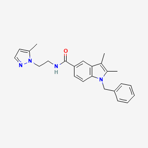 molecular formula C24H26N4O B4371248 1-benzyl-2,3-dimethyl-N-[2-(5-methyl-1H-pyrazol-1-yl)ethyl]-1H-indole-5-carboxamide 