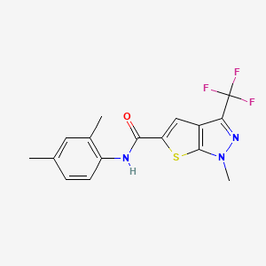 molecular formula C16H14F3N3OS B4371250 N-(2,4-dimethylphenyl)-1-methyl-3-(trifluoromethyl)-1H-thieno[2,3-c]pyrazole-5-carboxamide 