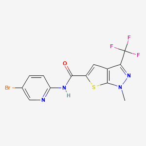 molecular formula C13H8BrF3N4OS B4371256 N-(5-bromo-2-pyridinyl)-1-methyl-3-(trifluoromethyl)-1H-thieno[2,3-c]pyrazole-5-carboxamide 