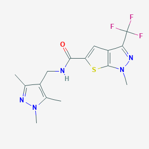 1-methyl-3-(trifluoromethyl)-N-[(1,3,5-trimethyl-1H-pyrazol-4-yl)methyl]-1H-thieno[2,3-c]pyrazole-5-carboxamide