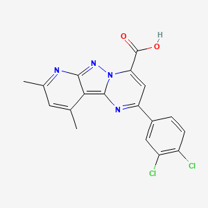 molecular formula C18H12Cl2N4O2 B4371317 2-(3,4-dichlorophenyl)-8,10-dimethylpyrido[2',3':3,4]pyrazolo[1,5-a]pyrimidine-4-carboxylic acid 