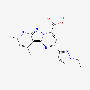 molecular formula C17H16N6O2 B4371330 2-(1-ethyl-1H-pyrazol-3-yl)-8,10-dimethylpyrido[2',3':3,4]pyrazolo[1,5-a]pyrimidine-4-carboxylic acid 